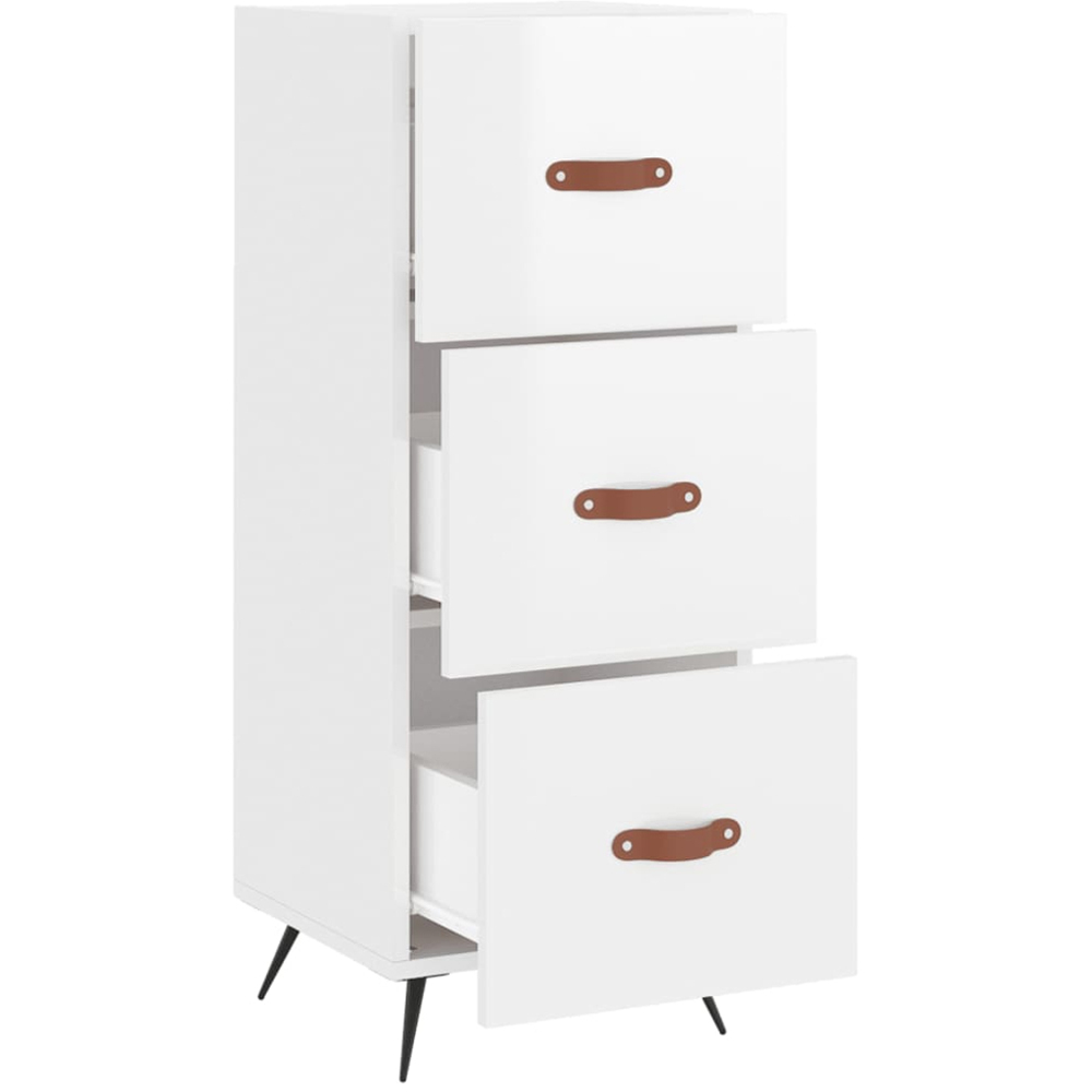 vidaXL 3 Drawer High Gloss White Sideboard Image 5