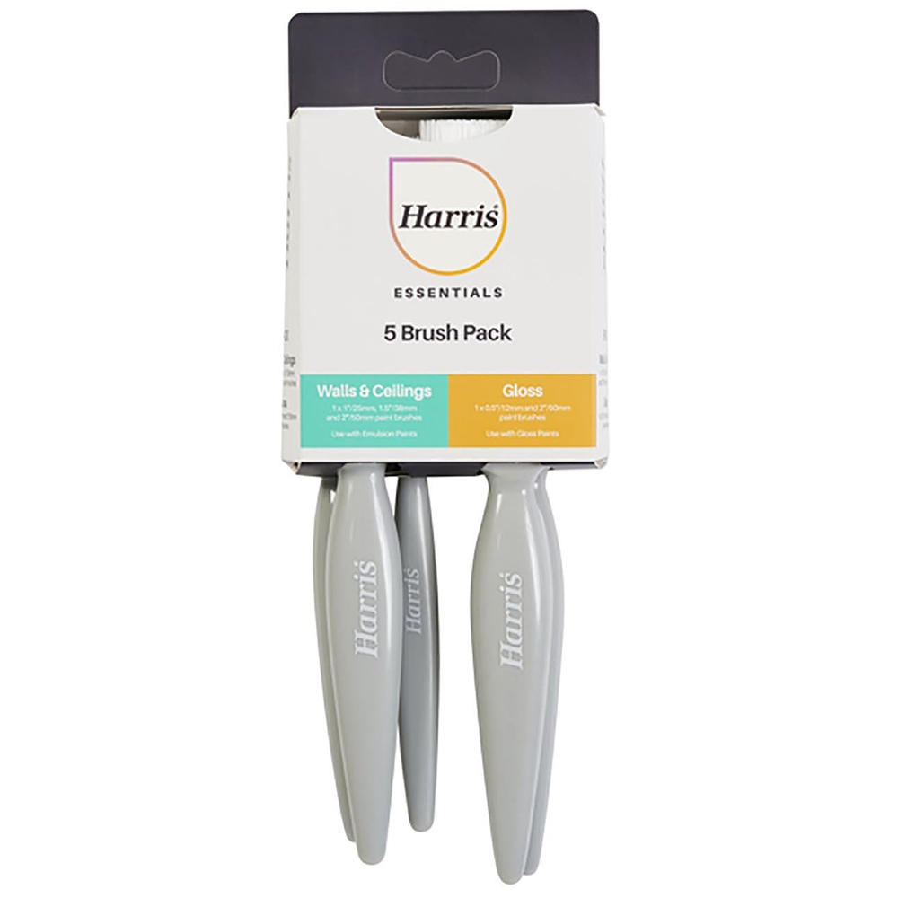 Harris 5 Pack Essentials Walls and Ceilings Gloss Brush Set Image 2