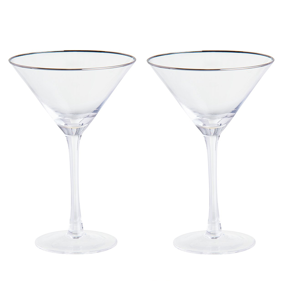Wilko Silver Rim Cocktail Glass 2 Pack Image 1