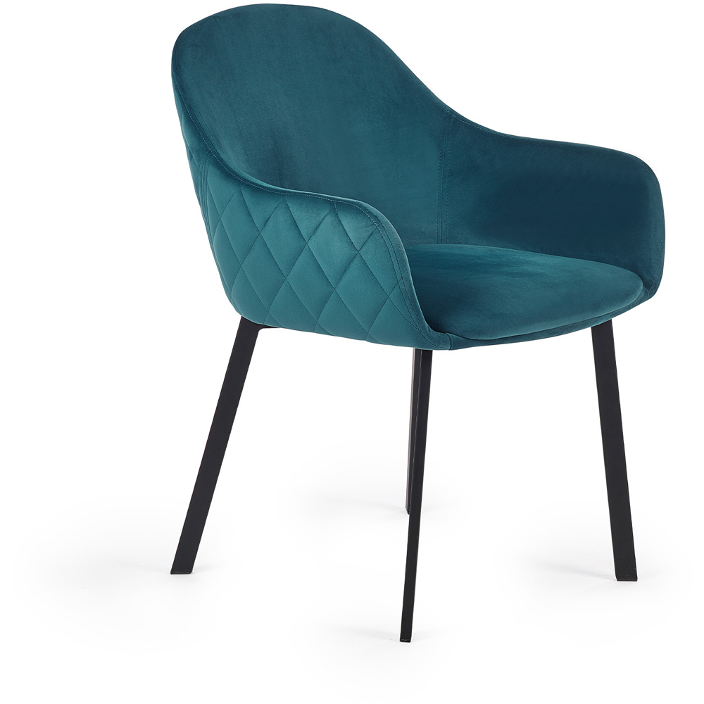 Julian Bowen Lima Set of 2 Teal Velvet Dining Chair Image 3