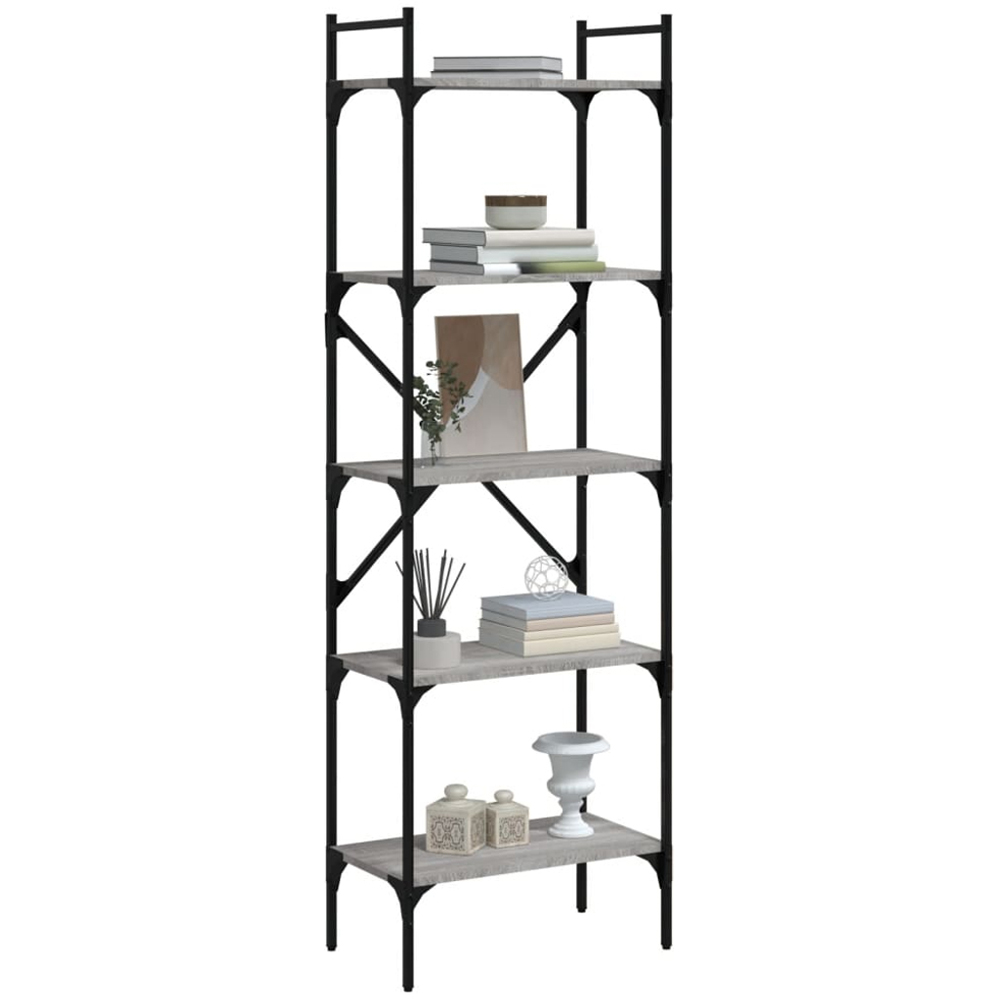 vidaXL 5 Shelf Grey Sonoma Industrial Style Bookcase Image 3