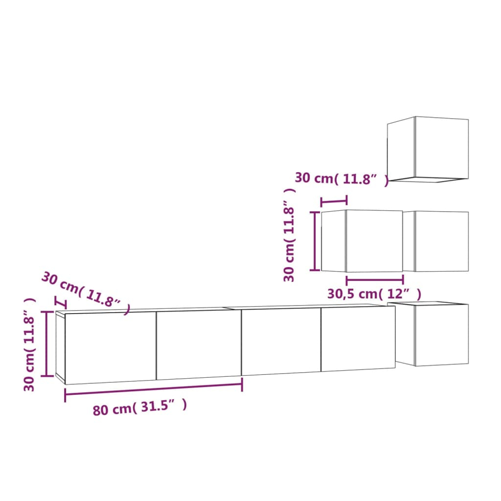 vidaXL 8 Door Concrete Grey Wall Mounted TV Cabinet Image 8