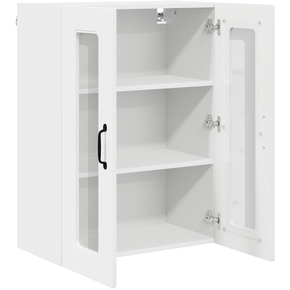 vidaXL 2 Glass Door High Gloss White Kitchen Wall Cabinet Image 5