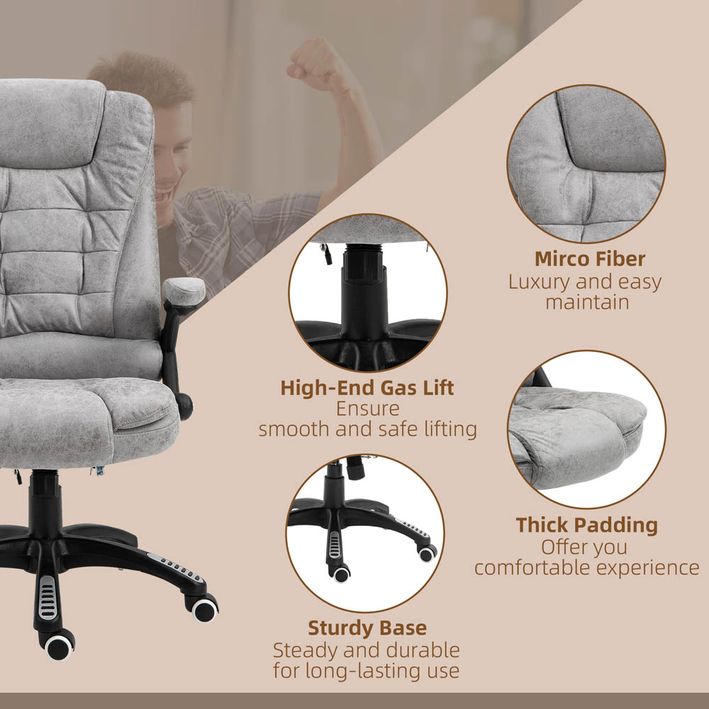 Portland Grey Microfibre Swivel Massage Recliner Office Chair Image 6