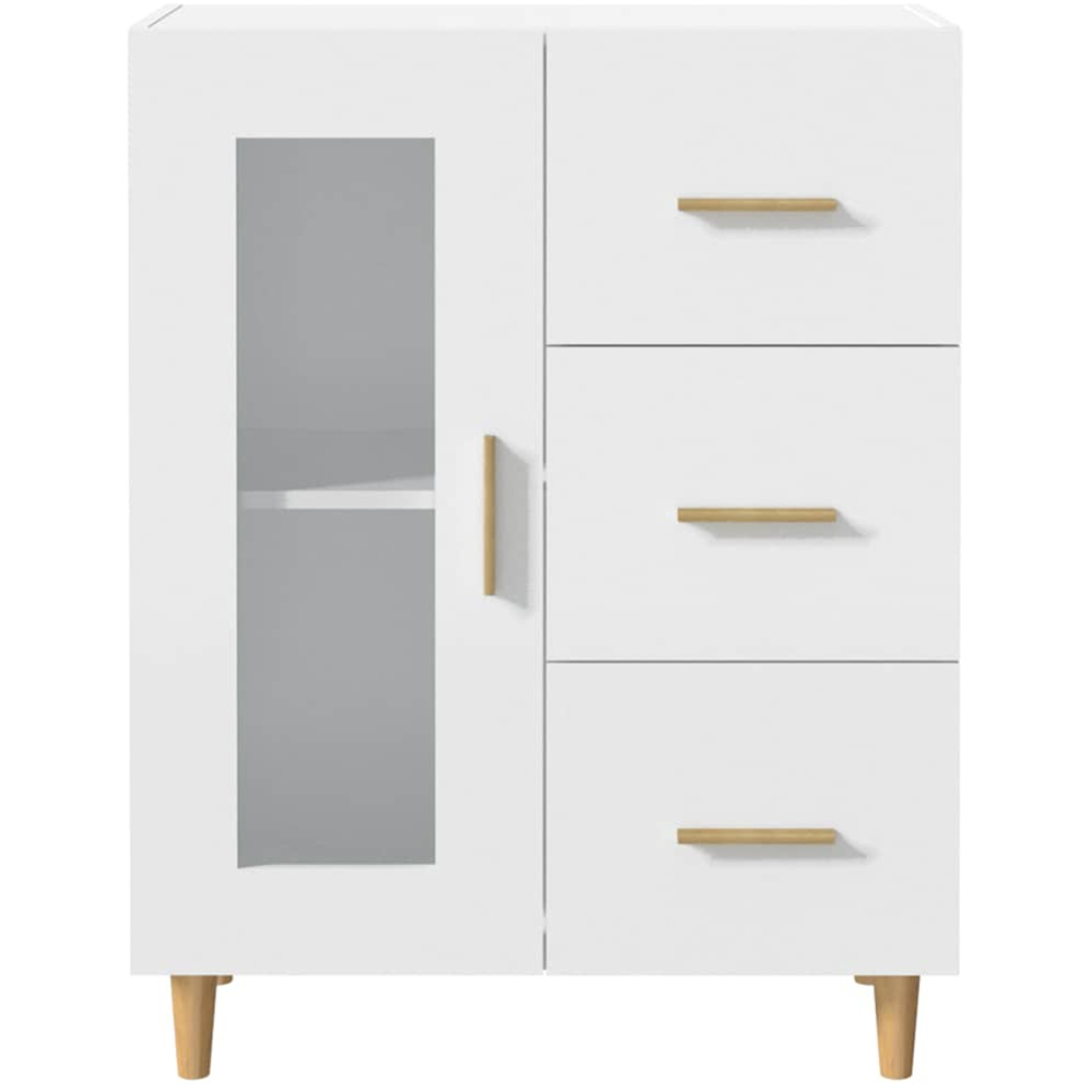vidaXL Single Glass Door 3 Drawer White Sideboard Image 6