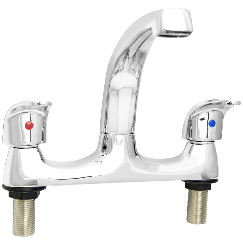 Nes Home Corry Chrome Twin Lever Swivel Spout Basin Mono Kitchen Mixer Tap Image 1