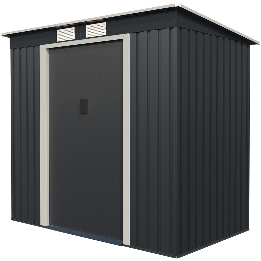 Charles Bentley 6.6 x 4ft Double Door Metal Shed Grey Image 4