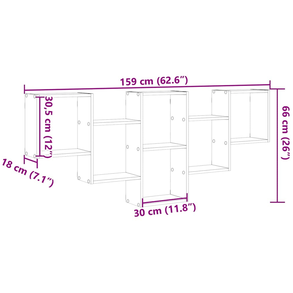 vidaXL 7 Shelf Concrete Grey Floating Wall Shelf Image 8