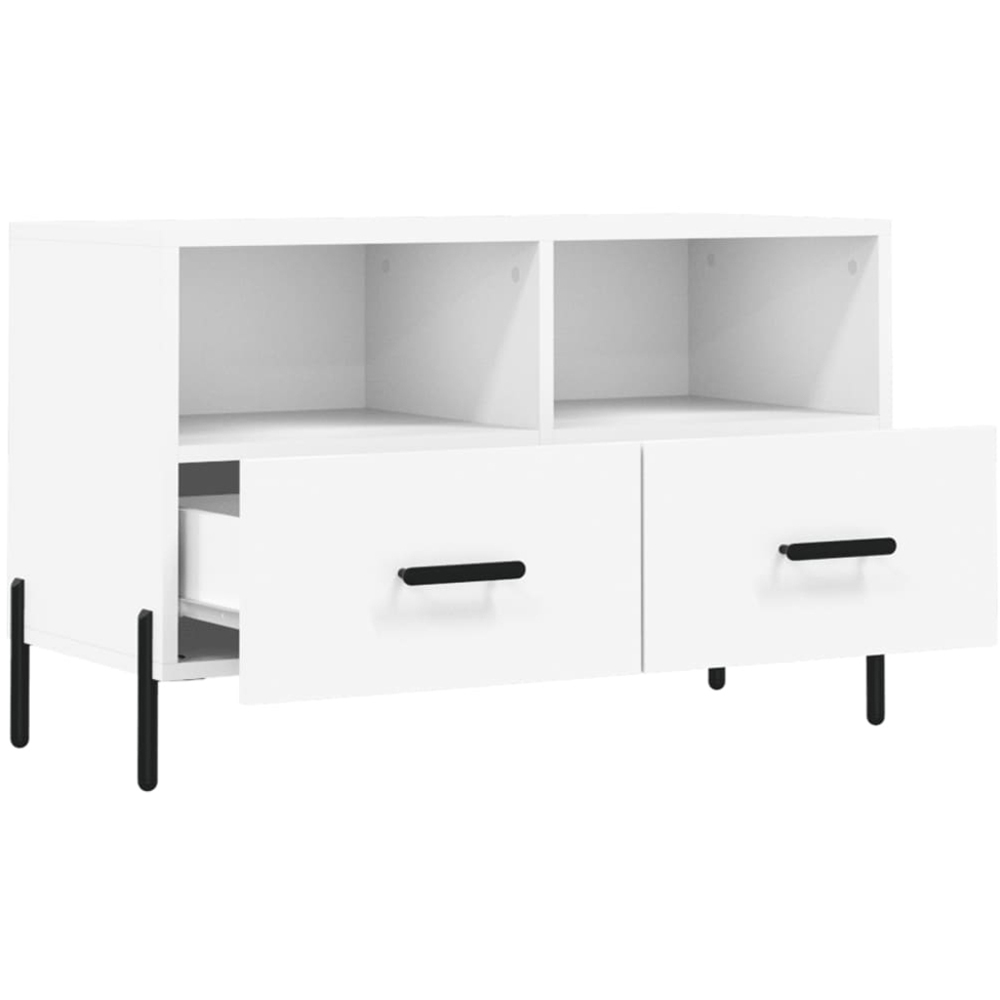 vidaXL 2 Drawer 2 Shelf White TV Cabinet Image 6