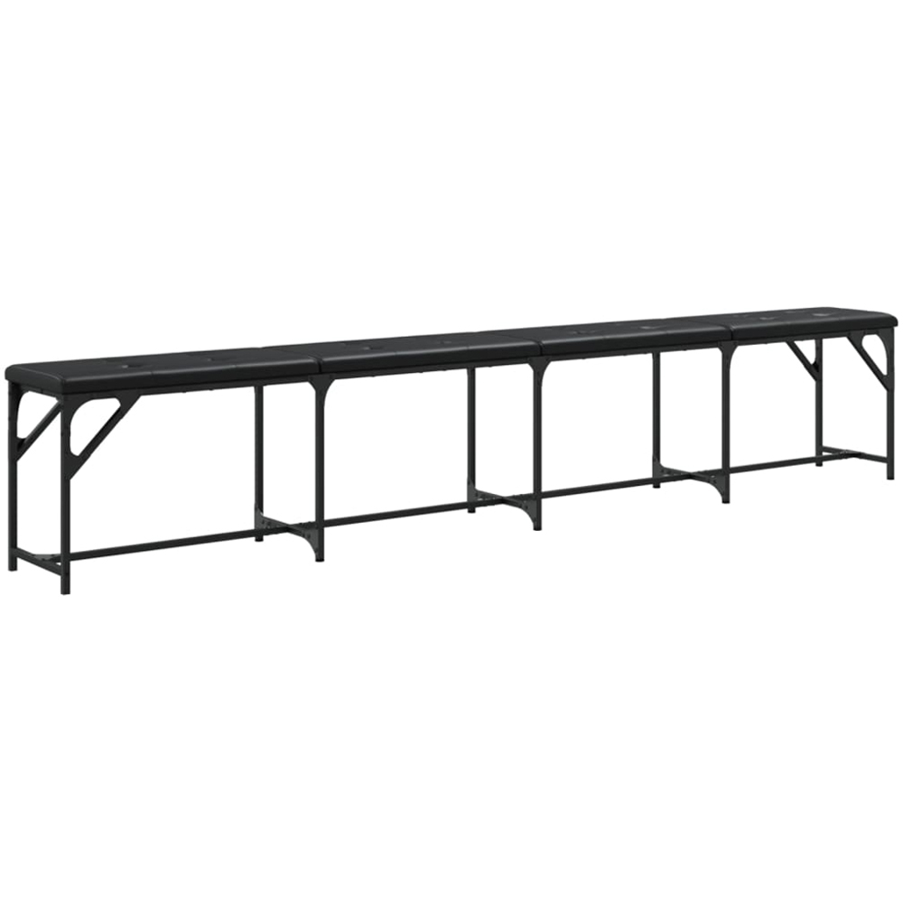 vidaXL 4 Seater Black Steel and Fabric Dining Bench Image 2