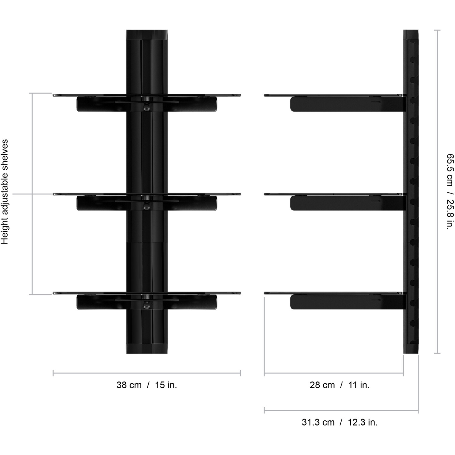 3 Shelf AV Black Glass Shelf Image 3