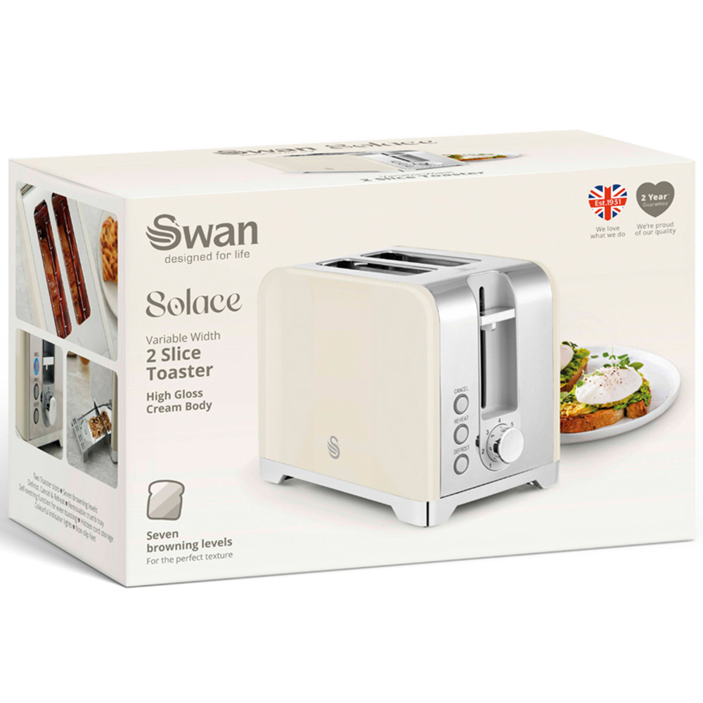 Swan Solace Cream 2 Slice Toaster Image 2