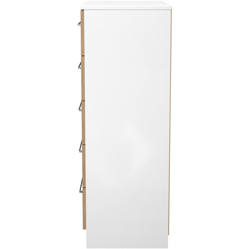 Crowndale Worcester 5 Drawer Slatt Effect and White Chest of Drawers Ready Assembled Image 4