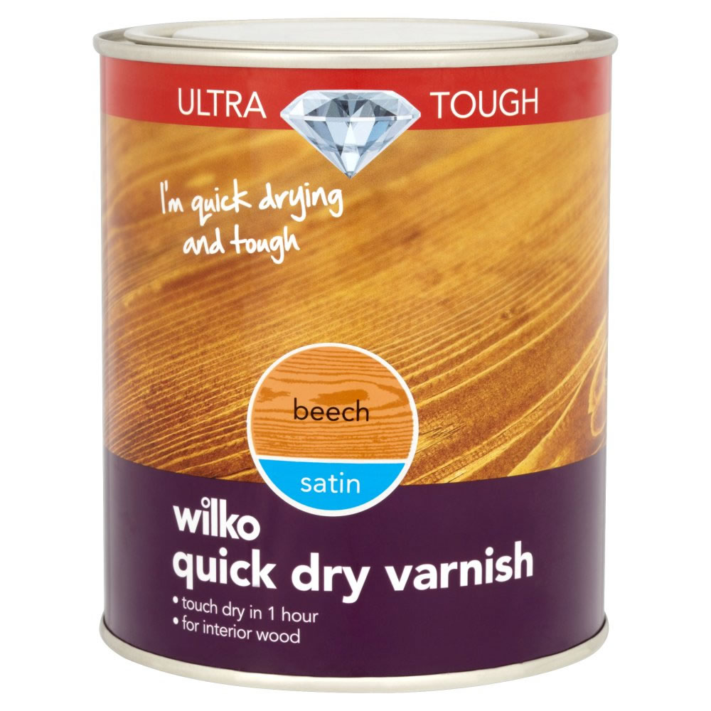 Wilko Ultra Tough Quick Dry Satin Varnish Beech 75 0ml Image