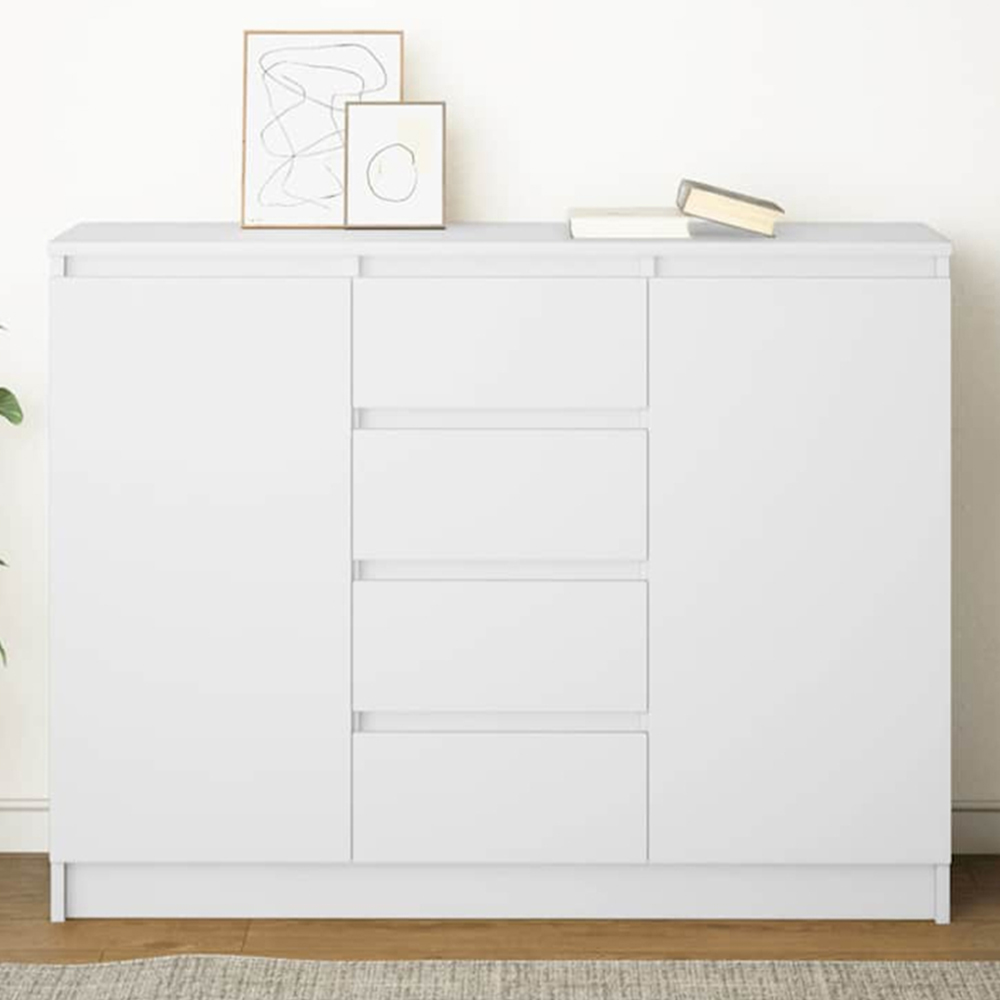 vidaXL 2 Door 4 Drawer White Sideboard Image 1