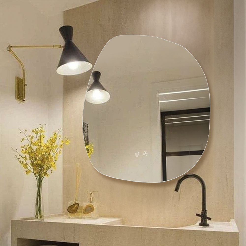 Living and Home White Frameless Irregular LED Wall Mirror 57.5 x 60cm Image 5