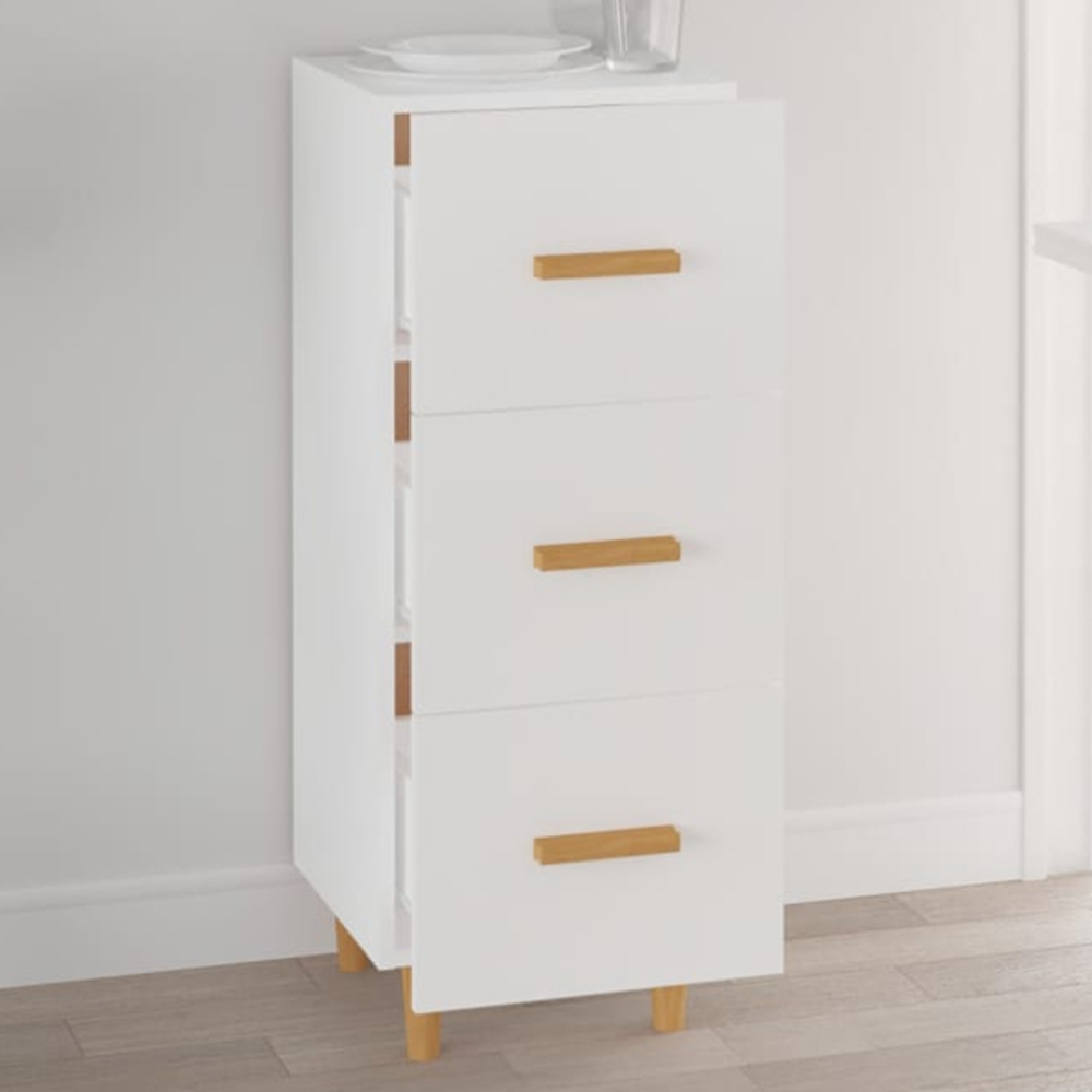 vidaXL 3 Drawer White Sideboard Image 1