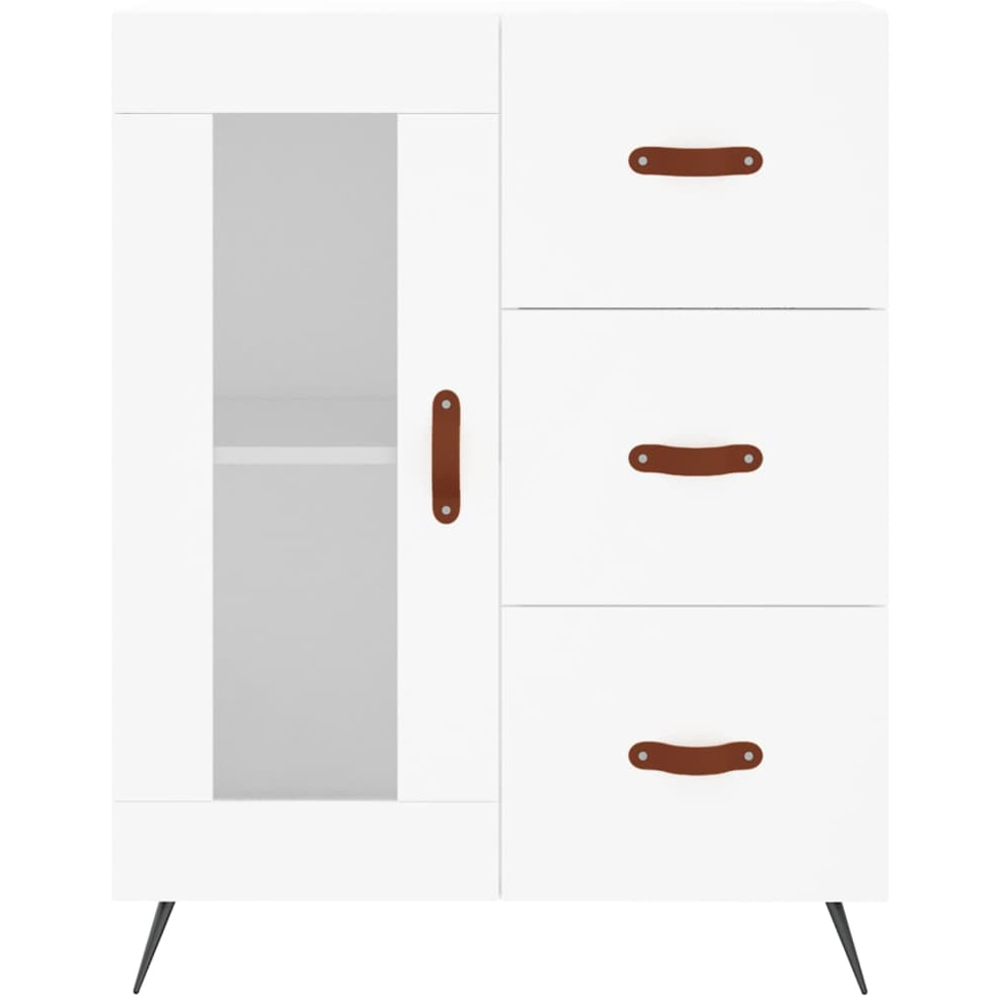 vidaXL Single Glass Door 3 Drawer 3 Open Shelf White Highboard Image 8