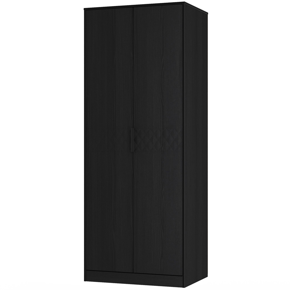 Crowndale Harlequin 2 Door Black Ash Tall Wardrobe Ready Assembled Image 2