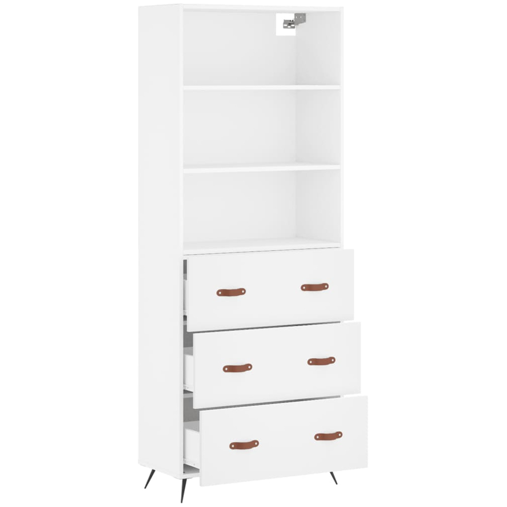vidaXL 3 Drawer 3 Shelf White Tall Highboard Image 4