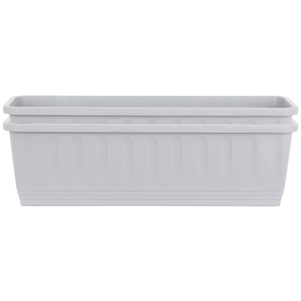 Wham Etruscan Soft Grey Rectangular Recycled Plastic Trough 60cm 2 Pack Image 1