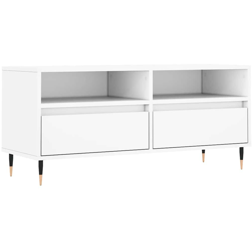 vidaXL 2 Drawer 2 Shelf White TV Cabinet Image 2