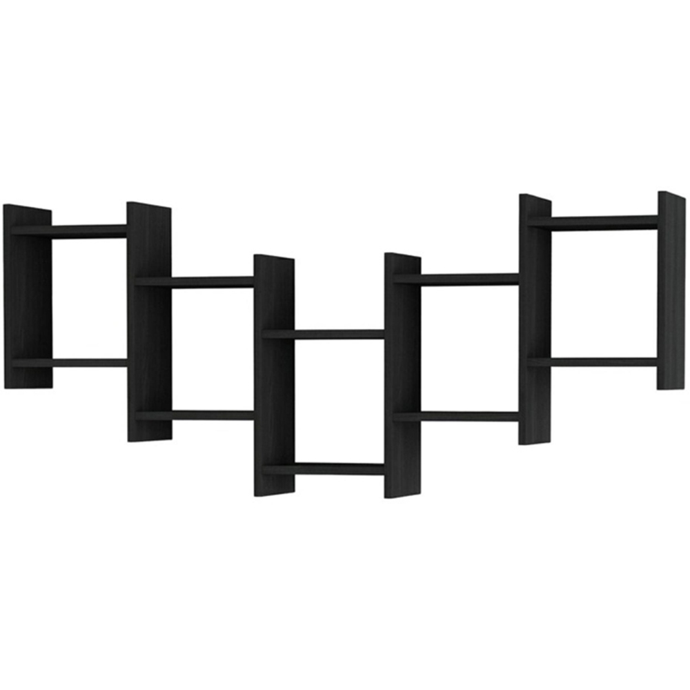 Decortie Bat Wall 5 Cube Black Wood Floating Shelf Image 2
