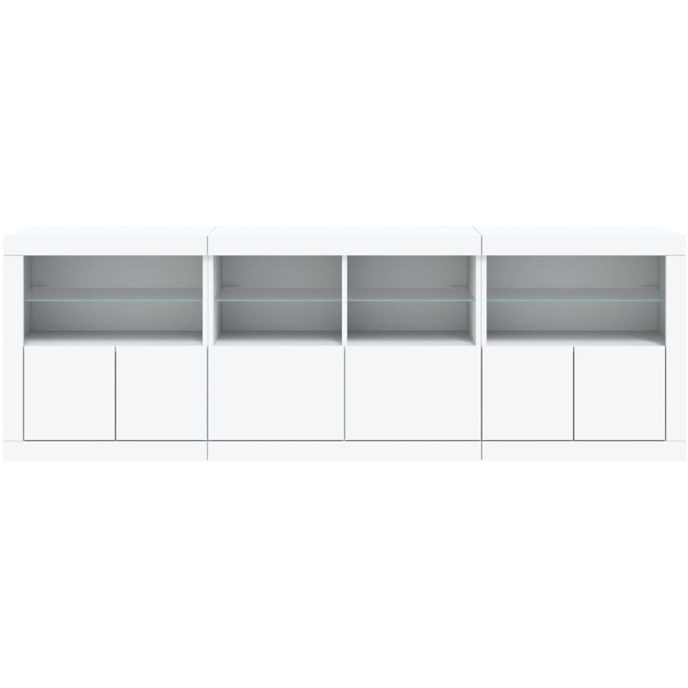 vidaXL 6 Door 8 Shelf White LED Sideboard 3 Piece Image 5
