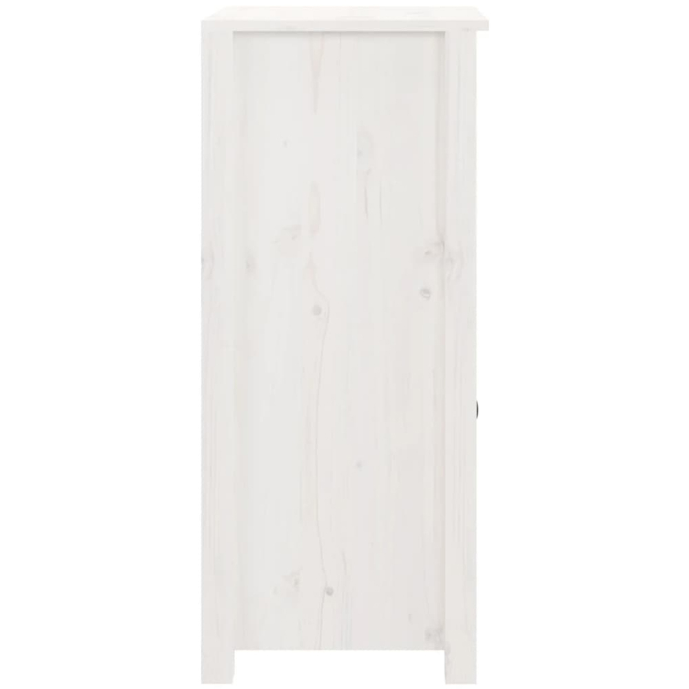 vidaXL Single Door Single Drawer White Solid Pine Wood Sideboard Set of 2 Image 5