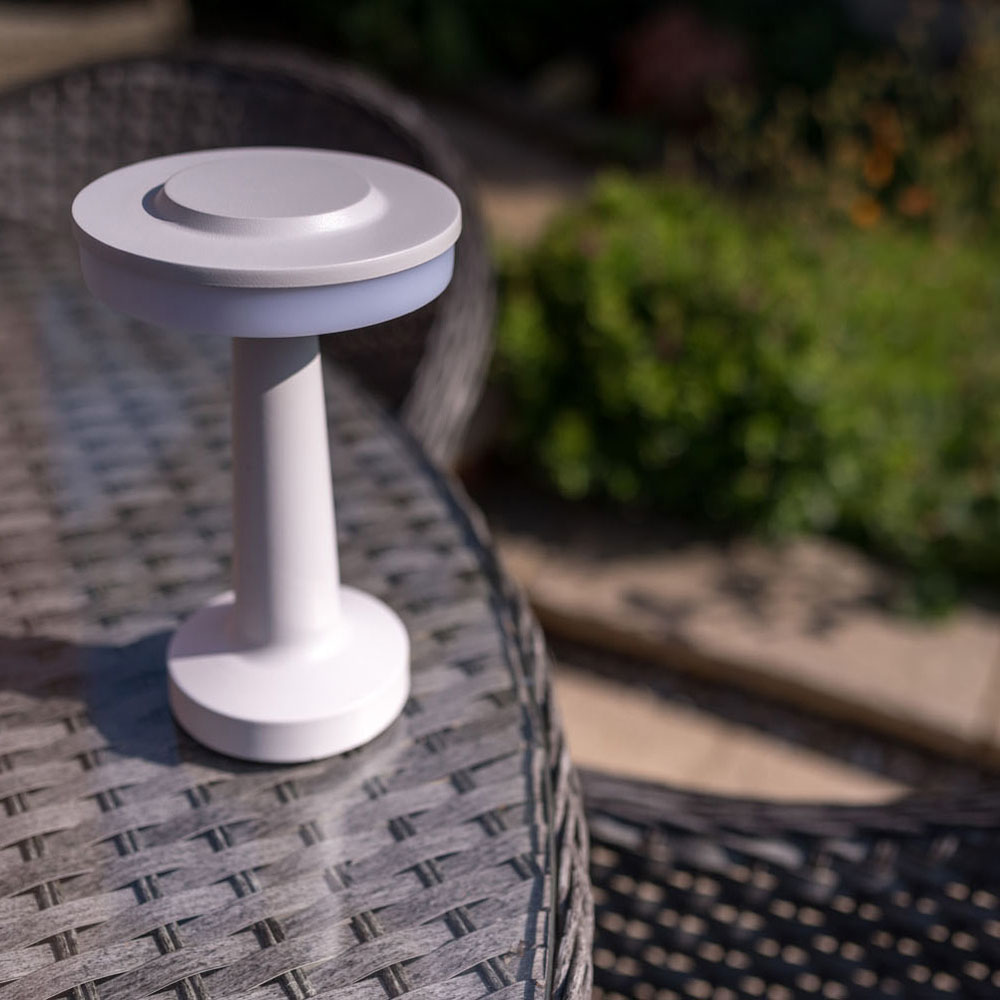 ValueLight Talence White LED Dimmable Outdoor Table Lamp Image 2