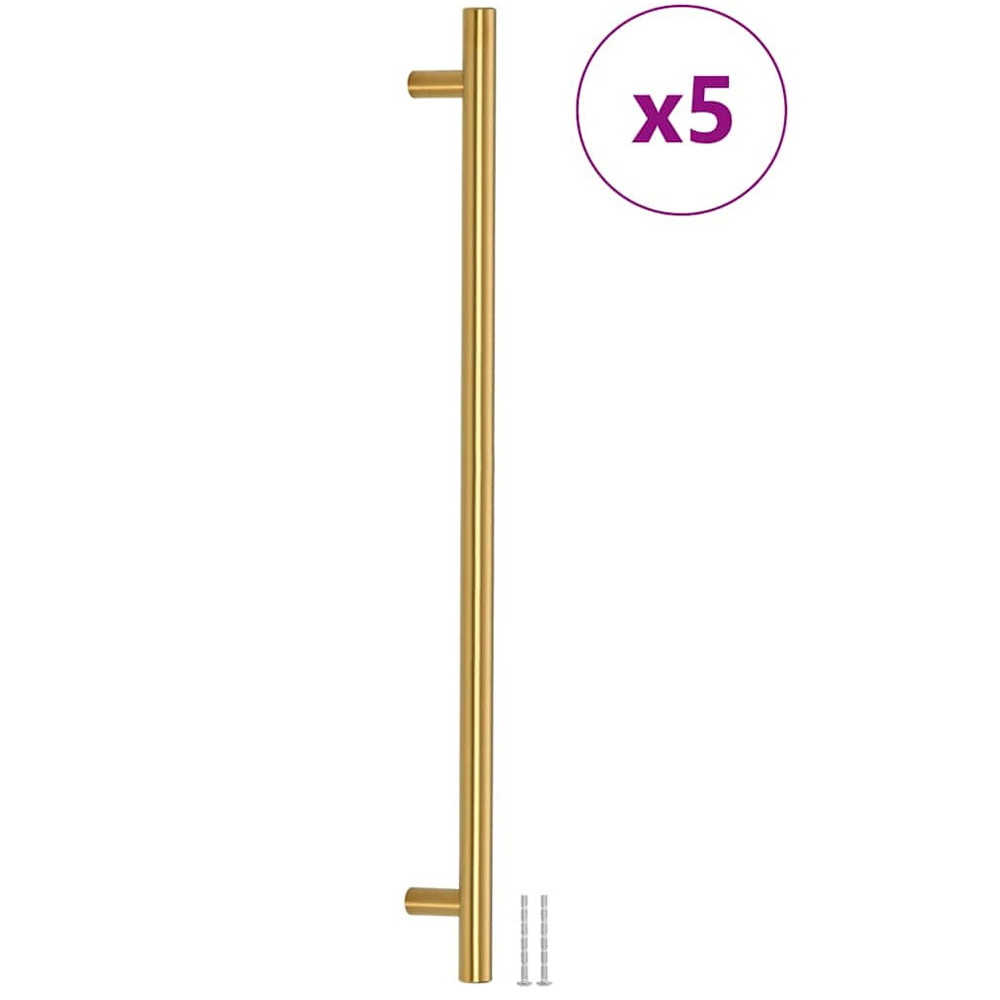 Wallplus Gold Stainless Steel Medium T-Shaped Cabinet Handle 56cm 5 Pack Image 3