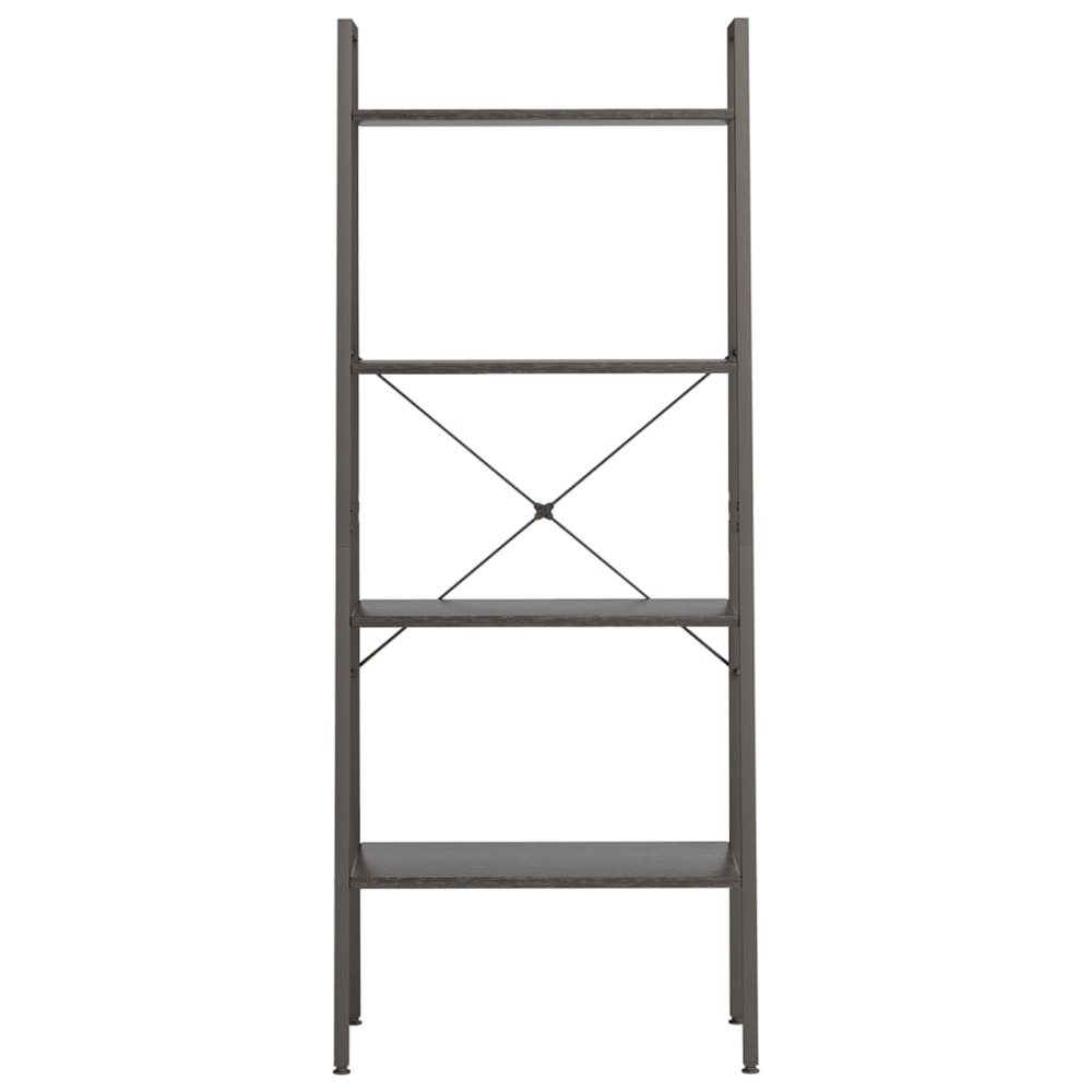 vidaXL 4 Shelf Black Wood and Steel Freestanding Bookcase Image 3
