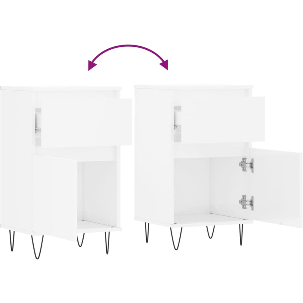 vidaXL Single Door Single Drawer High Gloss White Sideboard 2 Piece Image 9