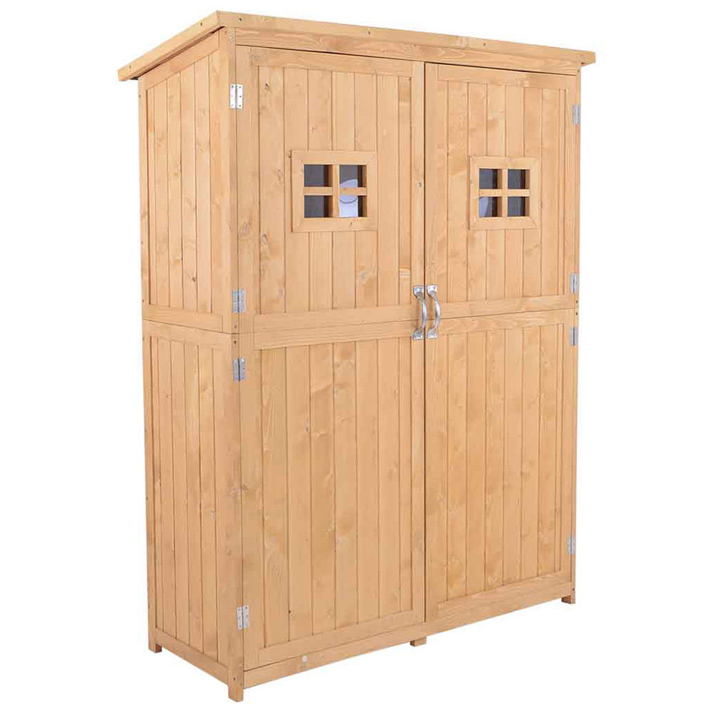 Outsunny 4.8 x 1.6ft Natural Double Door Tool Shed Image 1