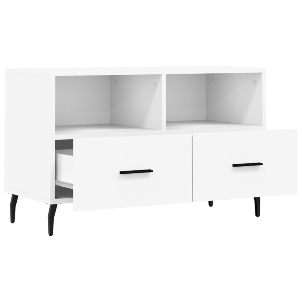 vidaXL 2 Drawer 2 Shelf White TV Cabinet Image 6