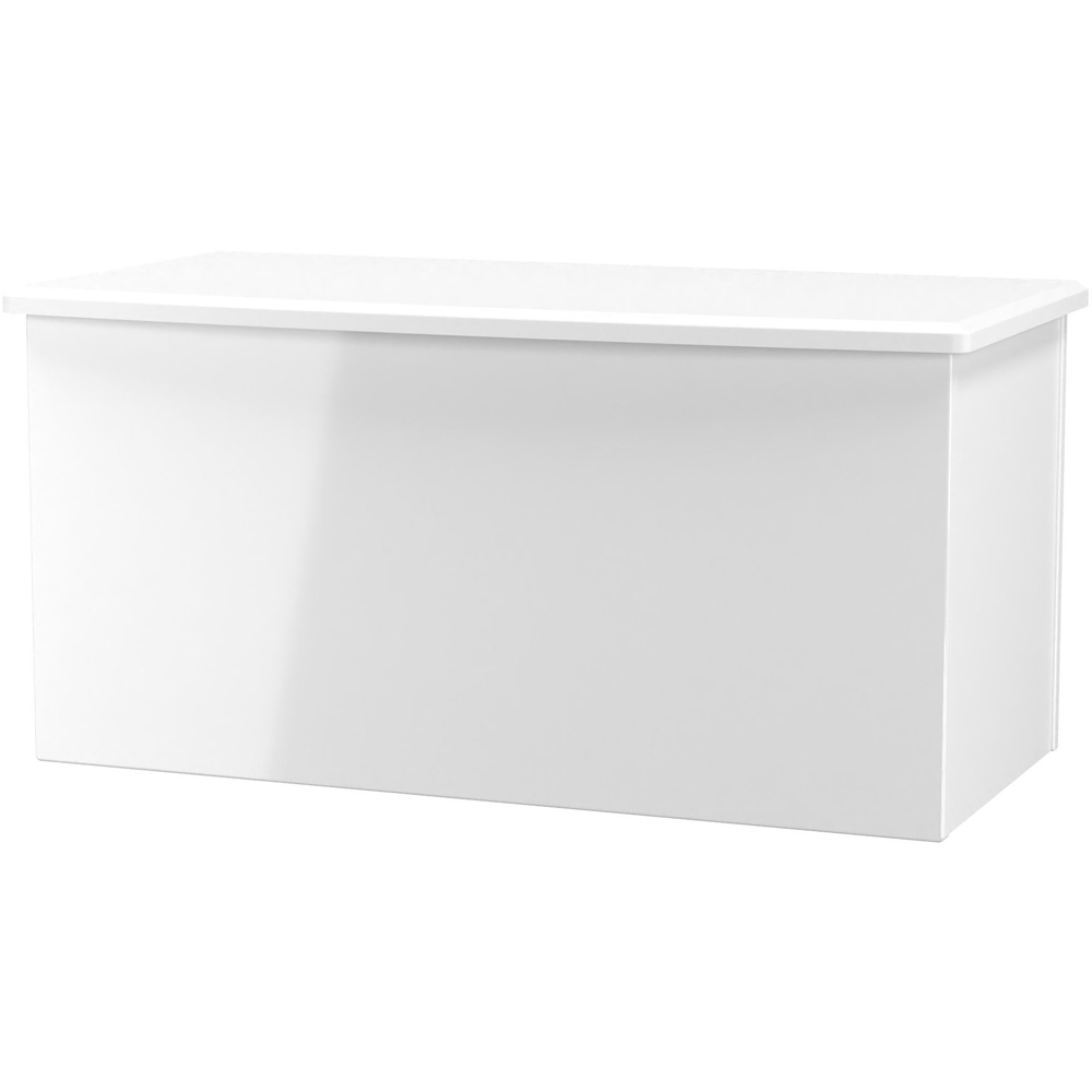 Crowndale Camden White Gloss and White Lid Top Blanket Box Ready Assembled Image 3