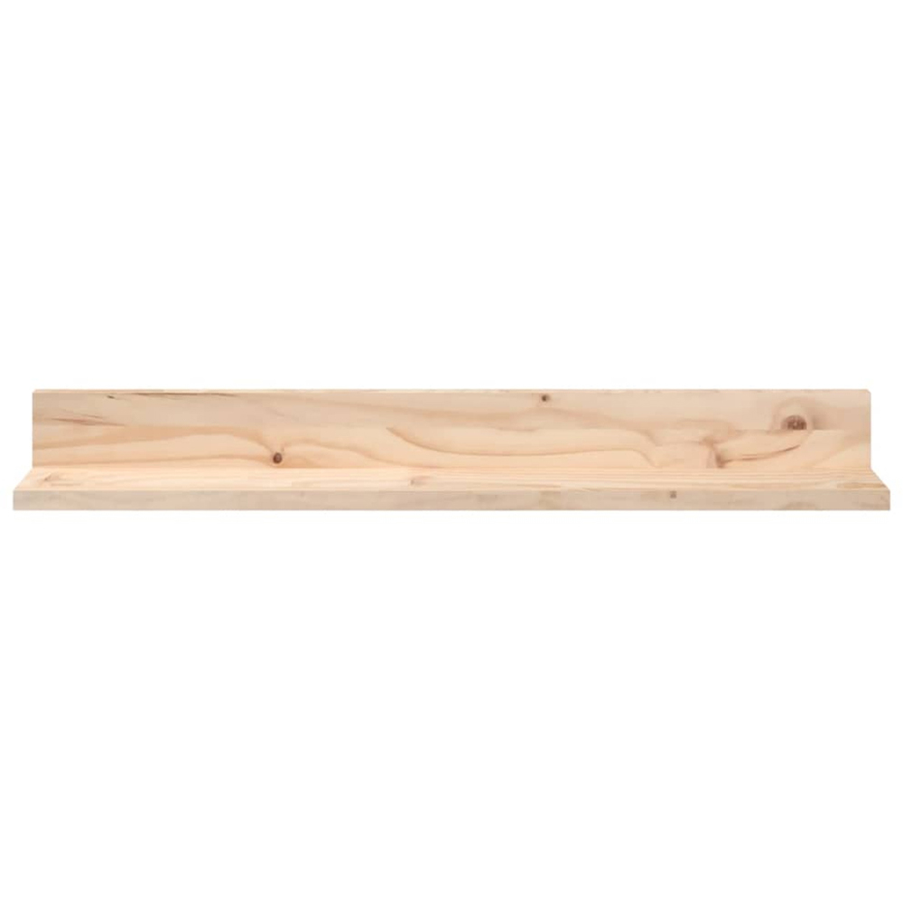 vidaXL 80cm Set of 2 Natural Solid Pine Wood Floating Wall Shelf Image 4