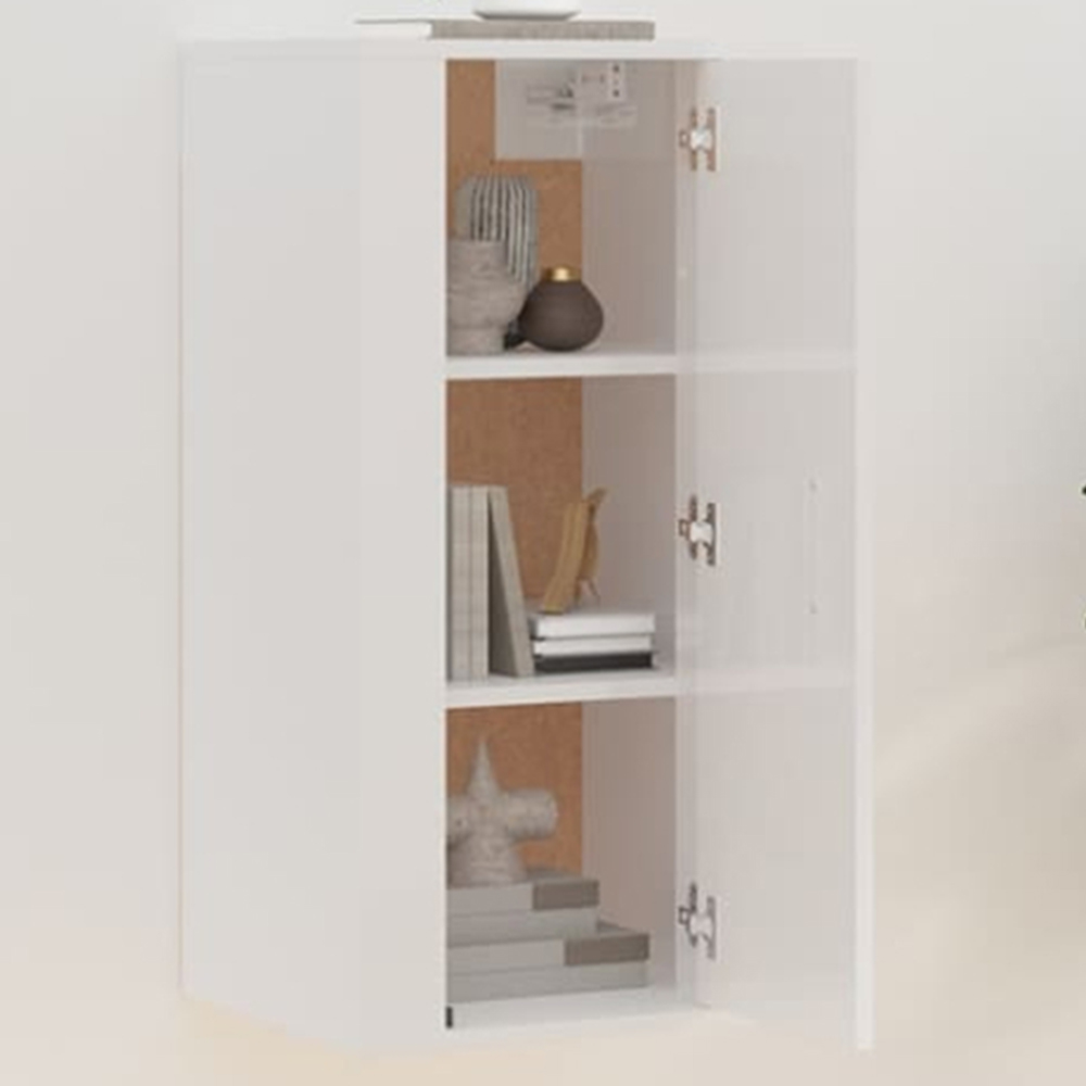 vidaXL Single Door High Gloss White Wall Mounted TV Cabinet Image 1