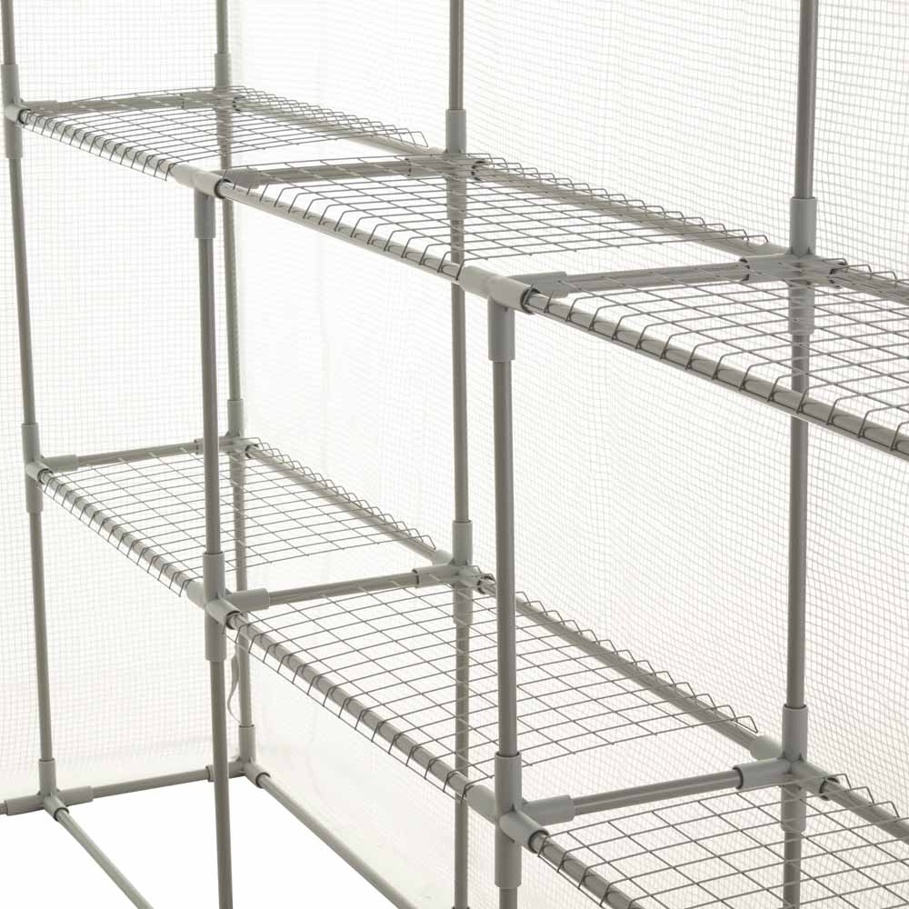 Wilko Large Walk In Greenhouse with 12 Metal Shelves Image 4
