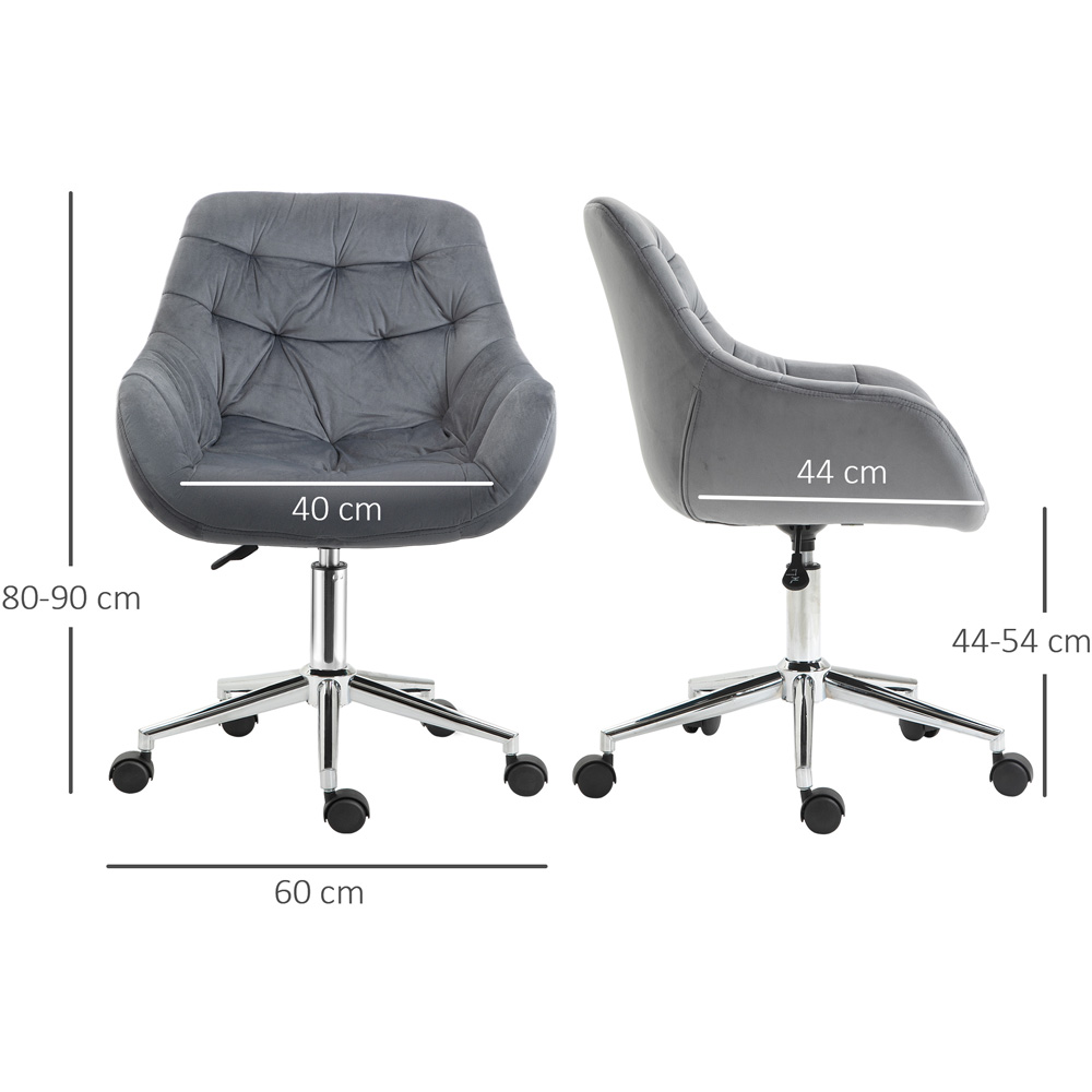 Portland Dark Grey Velvet Swivel Office Chair Image 7