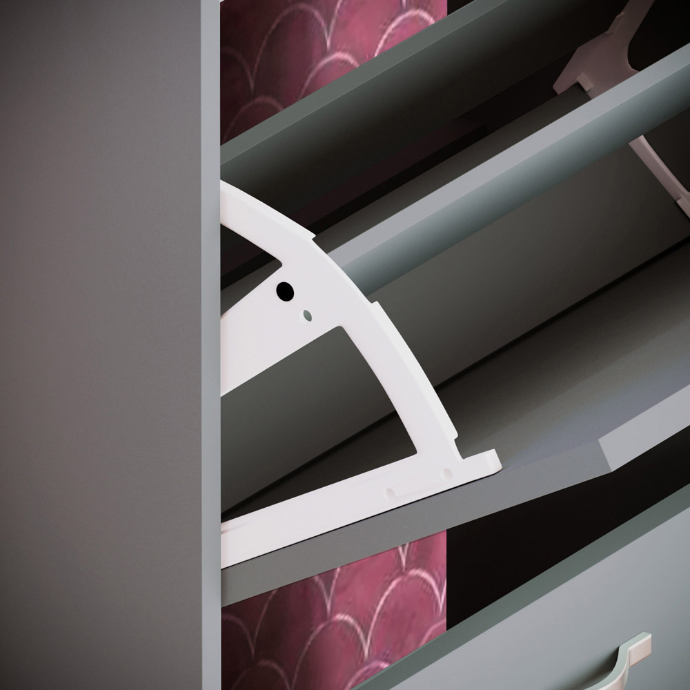 Home Vida Grey 2-Drawer Shoe Cabinet Rack Image 5