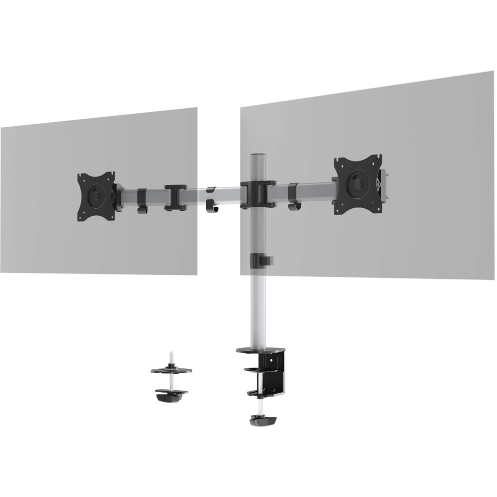 Durable Select Gloss Silver Monitor Mount Desk Clamp for 2 Screens 13-27 inch Image 3