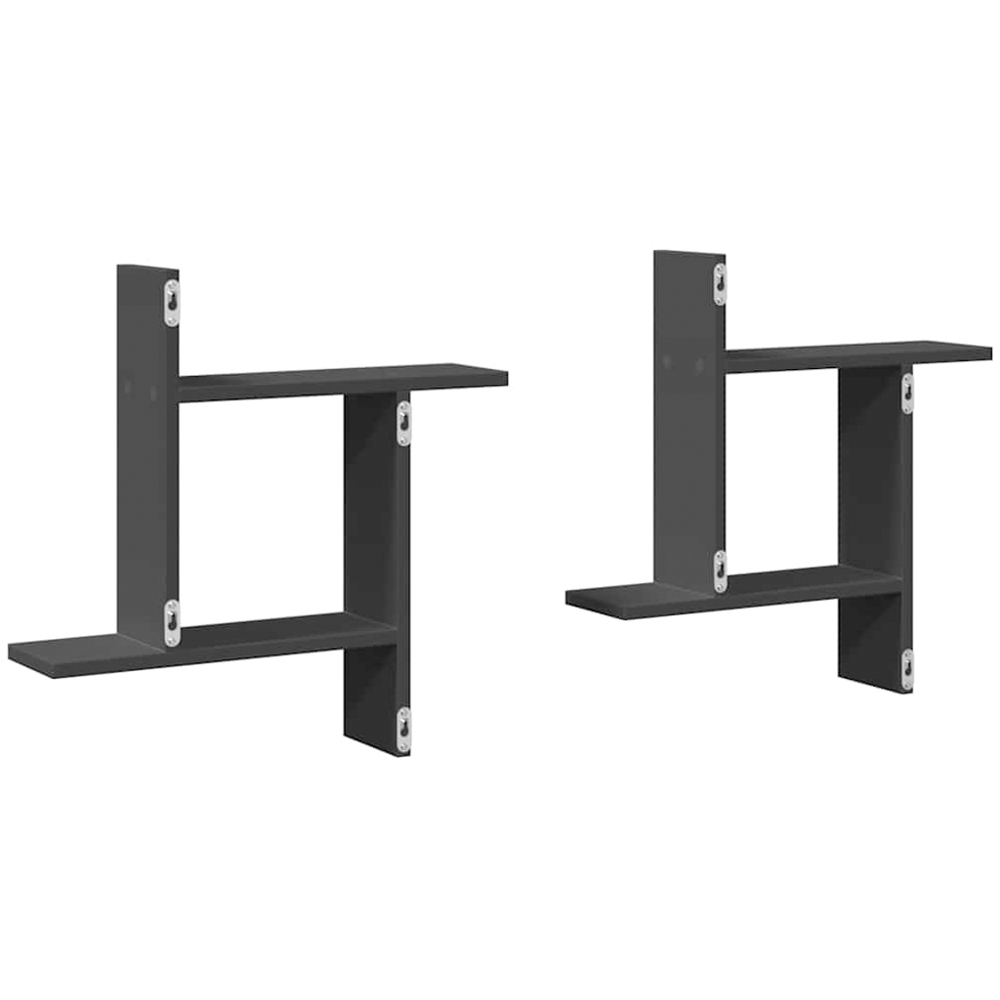 vidaXL 50 x 12 x 50cm Set of 2 Black Wall Shelf Image 6