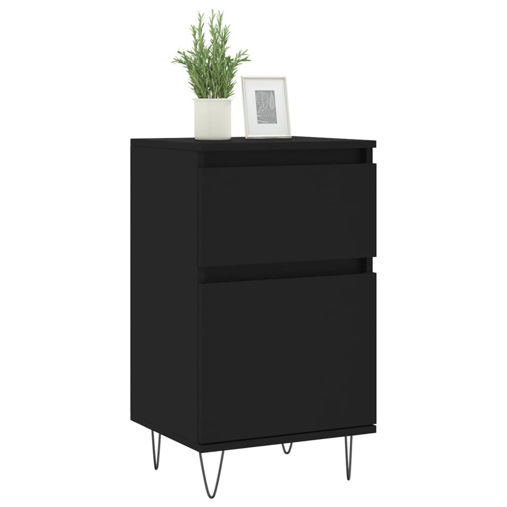 vidaXL Single Door Single Drawer Black Wooden Sideboard Image 3