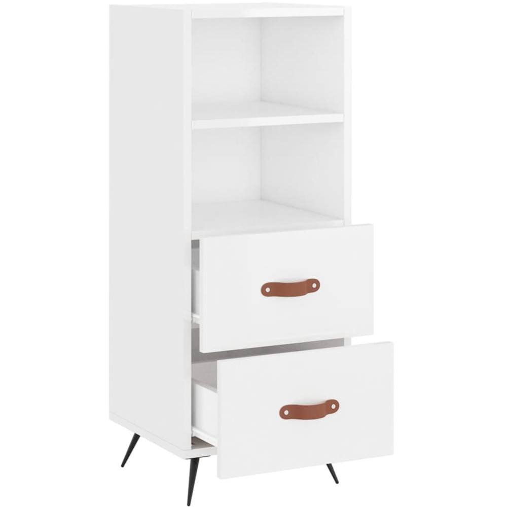 vidaXL 2 Drawer 2 Shelf High Gloss White Sideboard Image 5