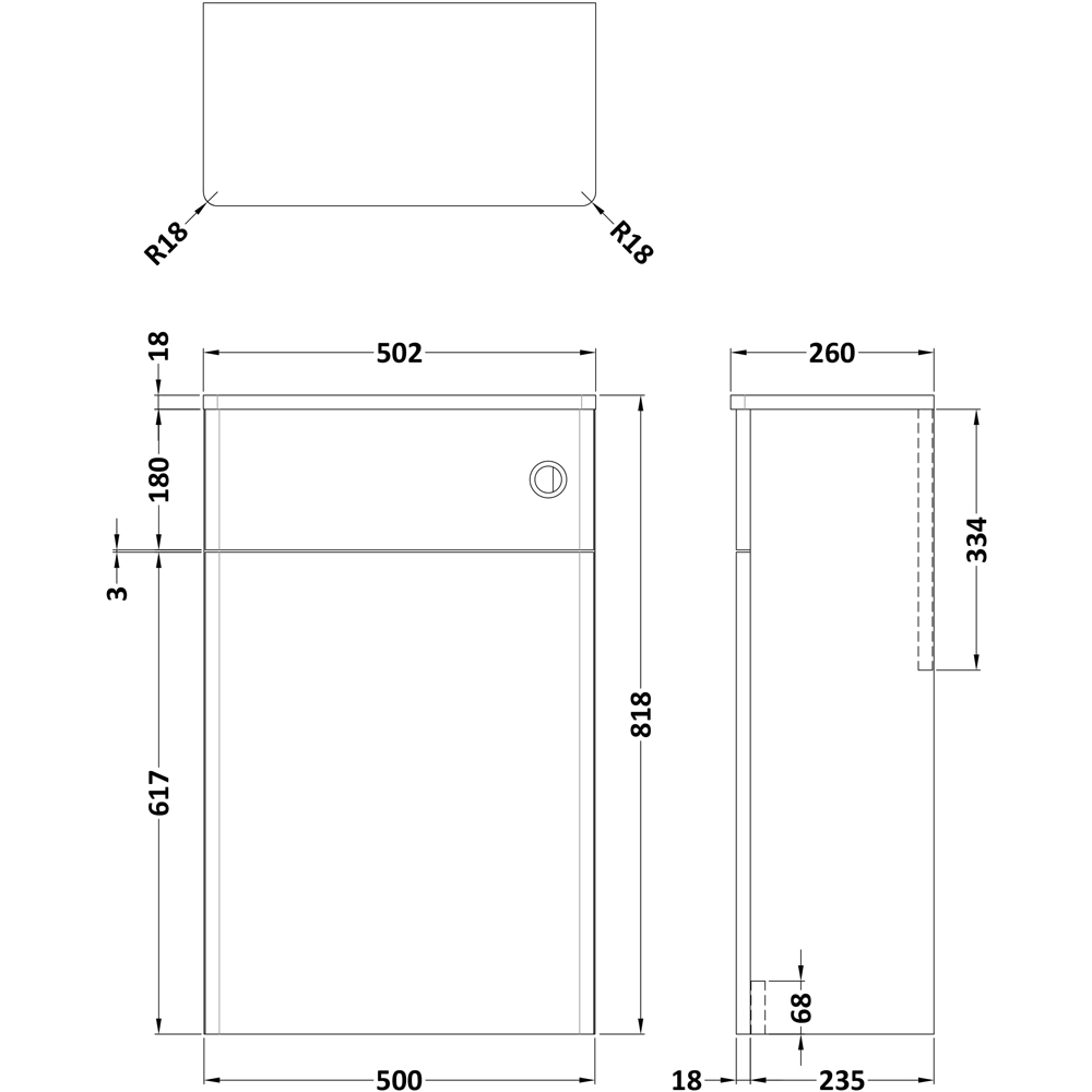 nuie Classique Soft Black Floor Standing Concealed Cistern WC Toilet Unit 500mm Image 2