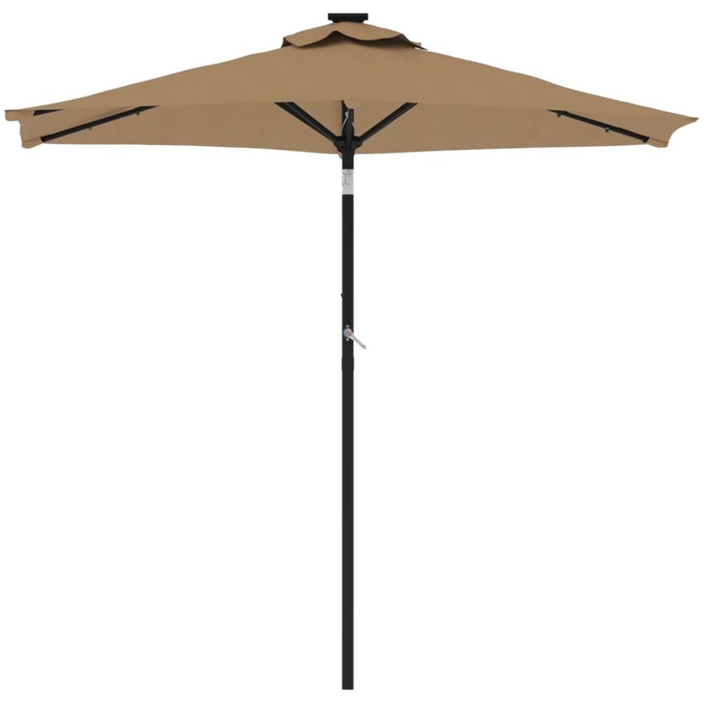 vidaXL Taupe LED Light Garden Parasol with Steel Pole 2.25m Image 3
