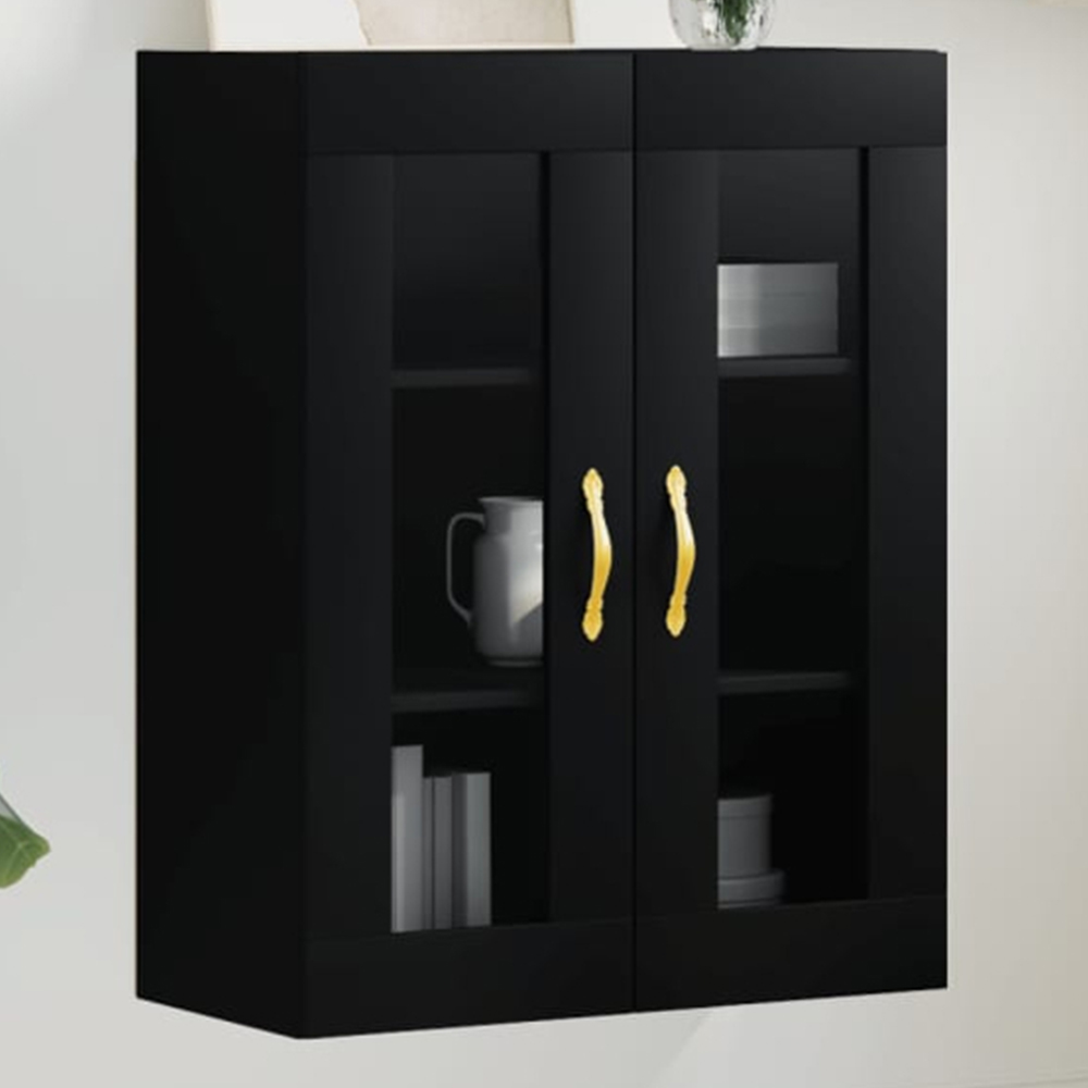 vidaXL 2 Door 3 Shelf Black Wall Mounted Cabinet Image 1
