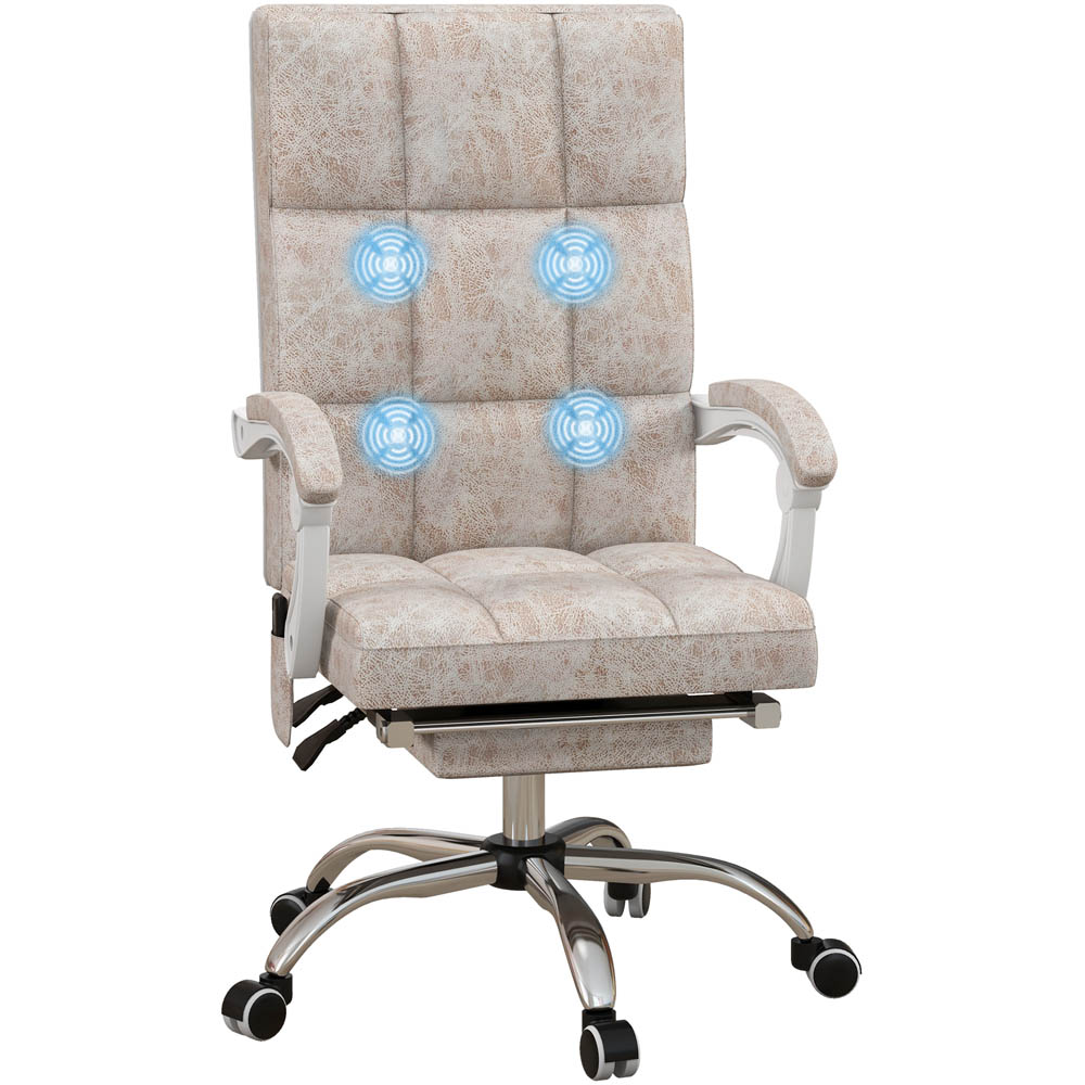 Portland Cream Microfibre Vibration Massage Swivel Office Chair Image 2