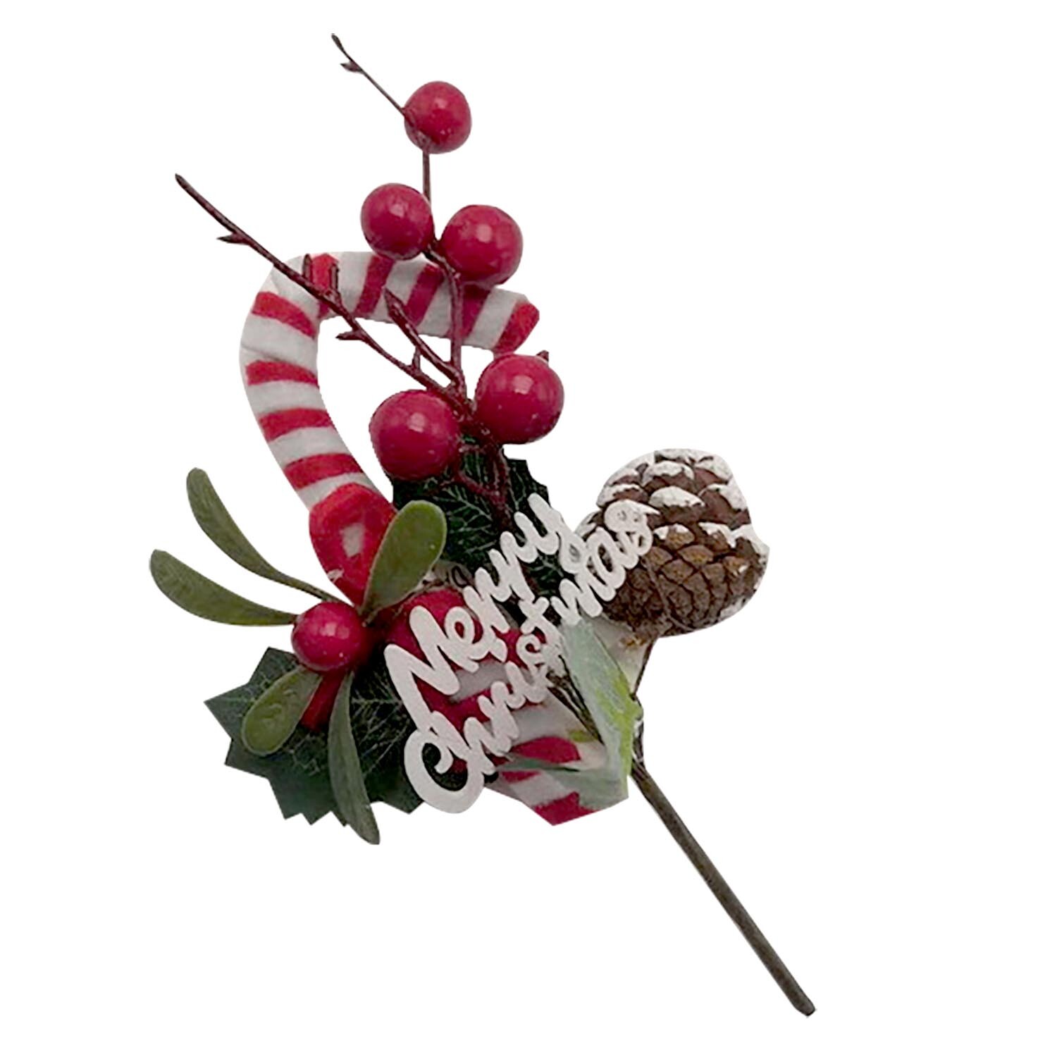 Single Floristry Lollipop Candy Merry Christmas Pick in Assorted styles Image 1